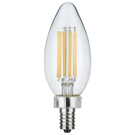 Satco 8 Watt C11 LED Clear Finish Candelabra Base 4000K 90 CRI 760 Lumens 120 Volt S11344